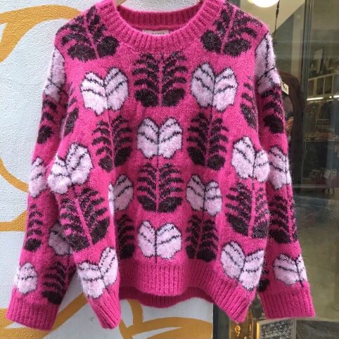 Pullover caldissimo color fuxia e prugna con dettagli floreali SUPER SALDI -30%