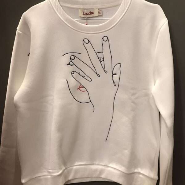 Felpa color bianco con immagine donna SUPER SALDI -50%