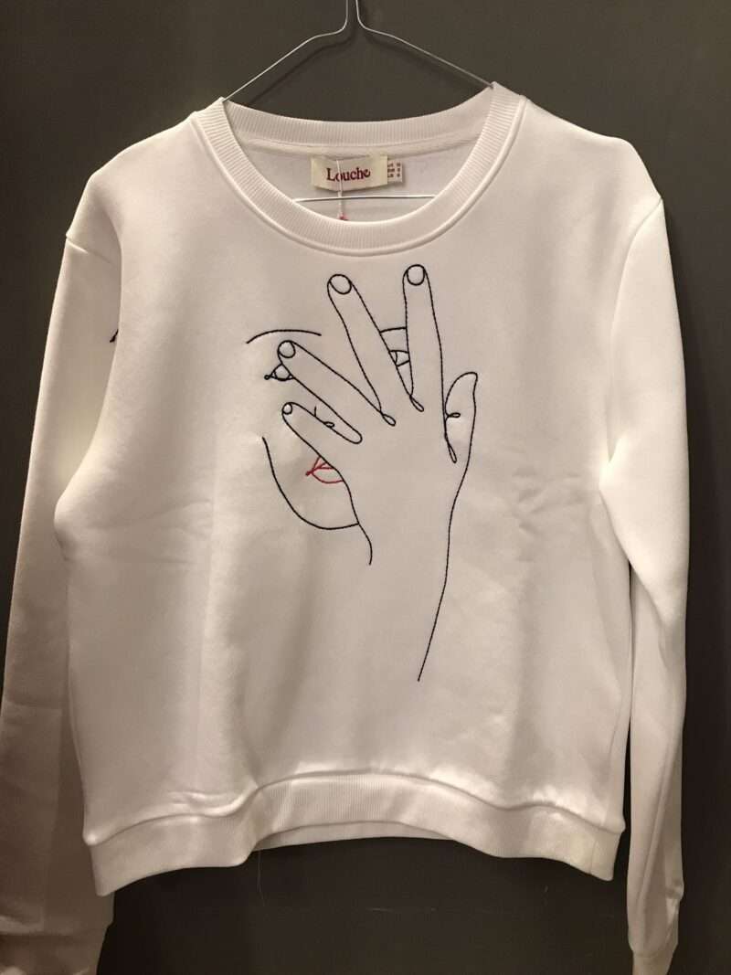 Felpa color bianco con immagine donna SUPER SALDI -50%