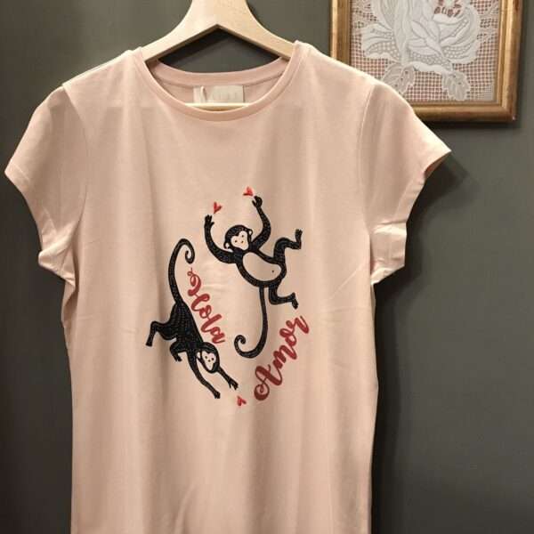 T-shirt color cipria con stampa