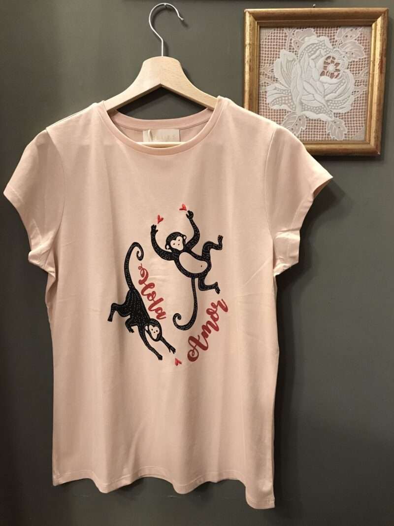 T-shirt color cipria con stampa