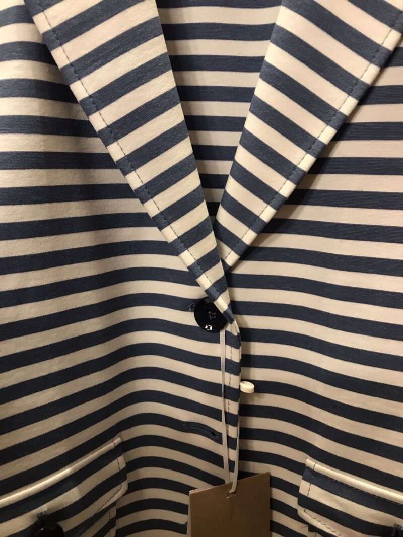 Giacca primaverile a scatola righe bianco denim - immagine 2