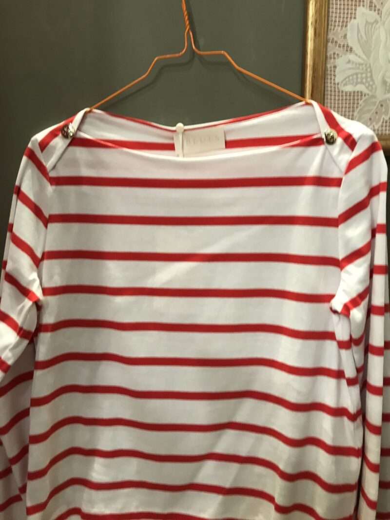 Maglia jersey cotone righe rosso bianco - immagine 2