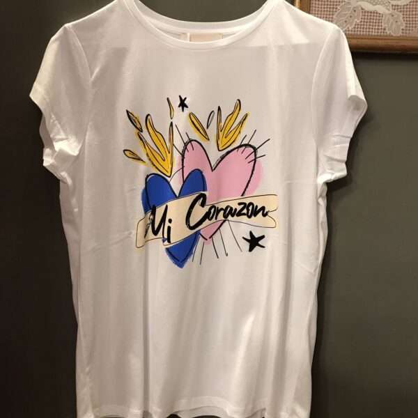 Tshirt bianca con stampa Cuore Sacro