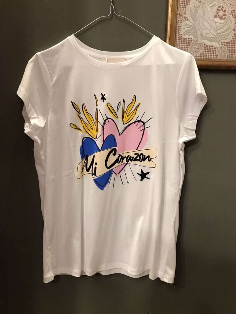 Tshirt bianca con stampa Cuore Sacro