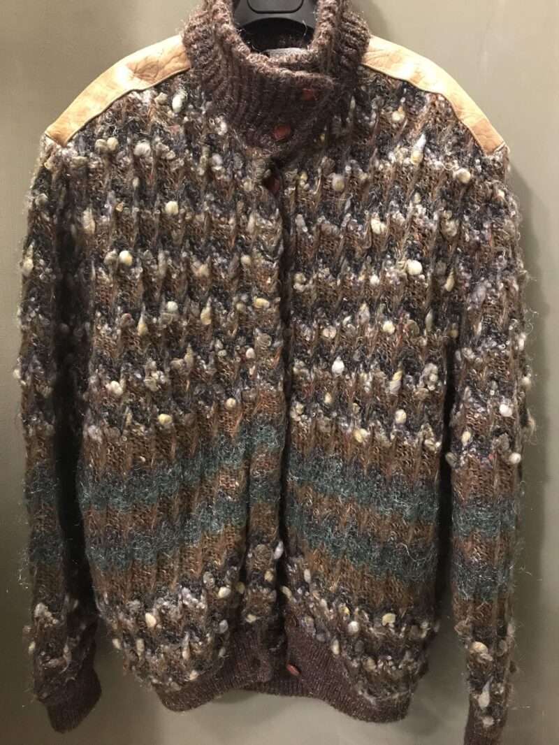 Giubbino in lana e inserti in pelle
