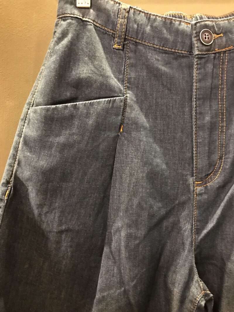 Pantaloncino in cotone chambray lunghezza ginocchio - immagine 2